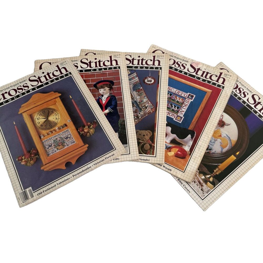 Vtg 1988 Cross Stitch & Country Crafts Magazine Lot 5 Issues Bundle
